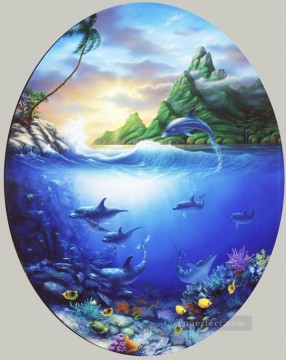 海底のイルカ パラダイス Oil Paintings
